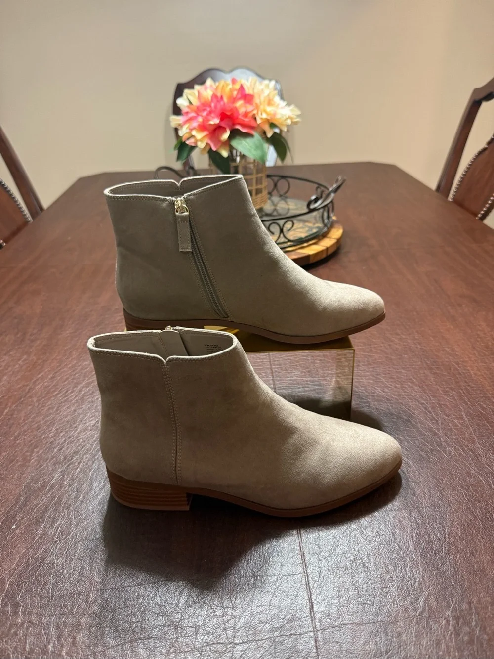 J. Crew Taupe Suede Ankle Booties with Side Zip